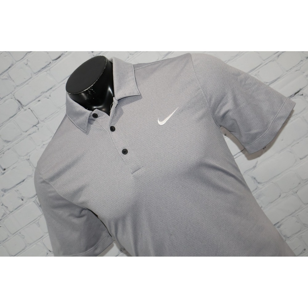 Nike Polo Men Small Gray Dri-Fit Golf Shirt Performance Polyester **